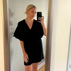 Zara Black Flutter Sleeve Dress
